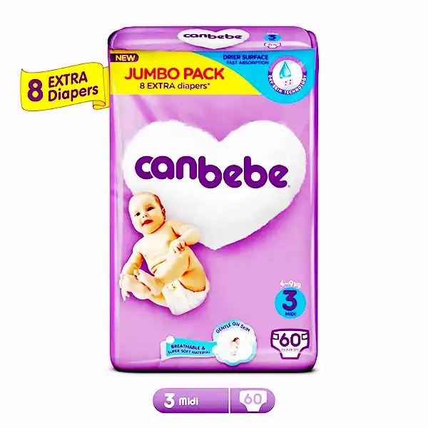 Canbebe Baby Diapers Jumbo Midi Size 3 60pcs